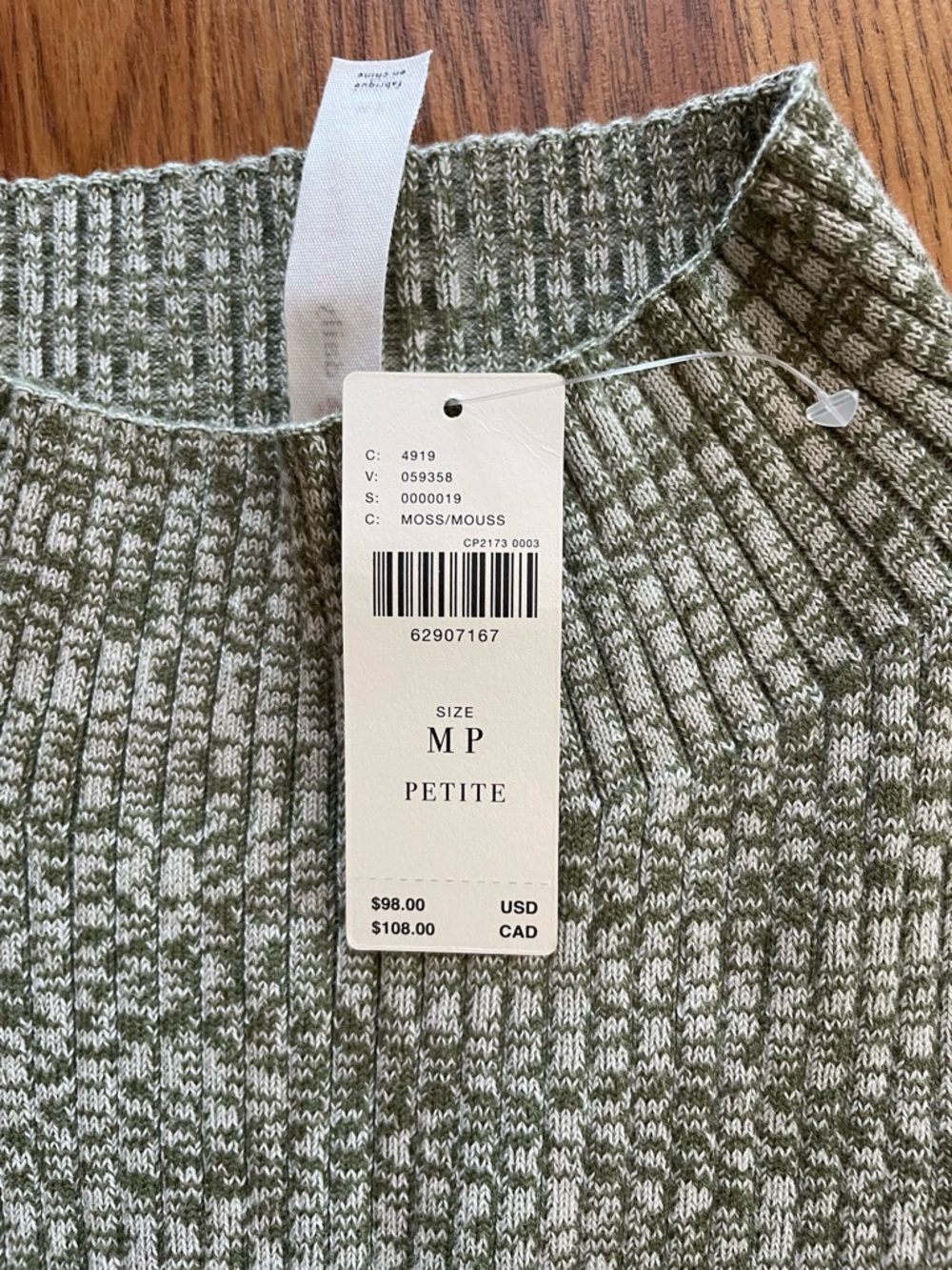 Anthropologie sleeveless Two-Tone Moss Crewneck sweater dress